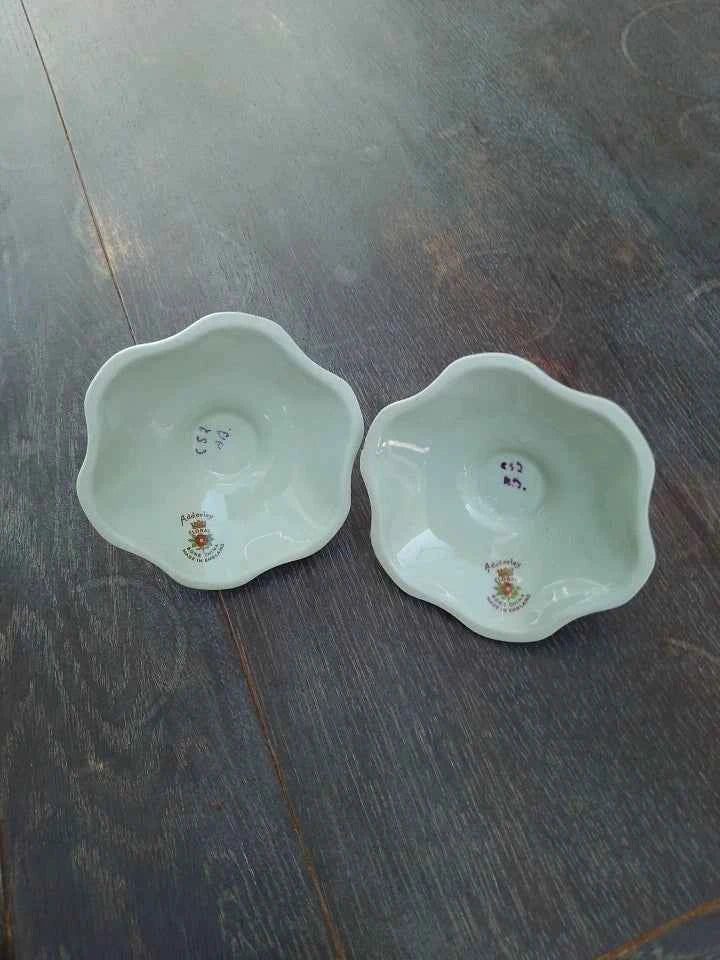 Adderley Bone China Pair of Candleholders with Floral Detail - Helsby Vintage