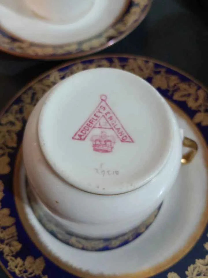 Adderleys Cobalt Blue Tea Set with Gold Trim - Vintage - Helsby Vintage