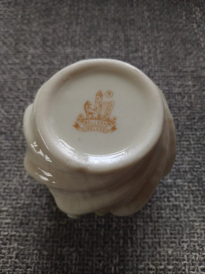 Belleek Ireland Applied Rose And Flower Pot 3" Tall - Helsby Vintage