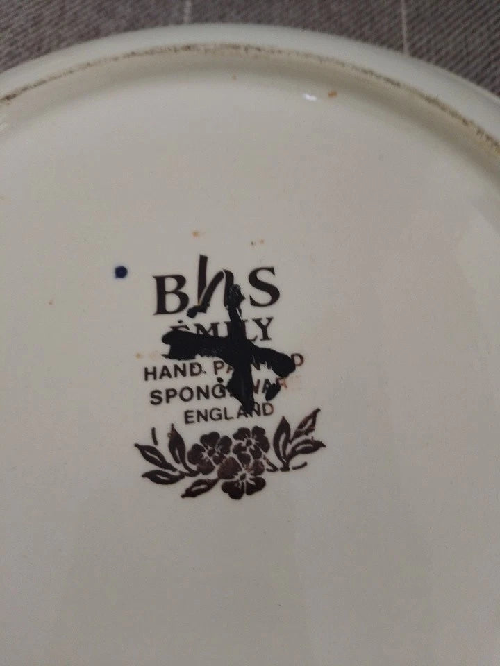 Vintage BHS EMILY CERAMIC Fruit Salad Serving Bowl 13" Wide Sponge Ware - Helsby Vintage