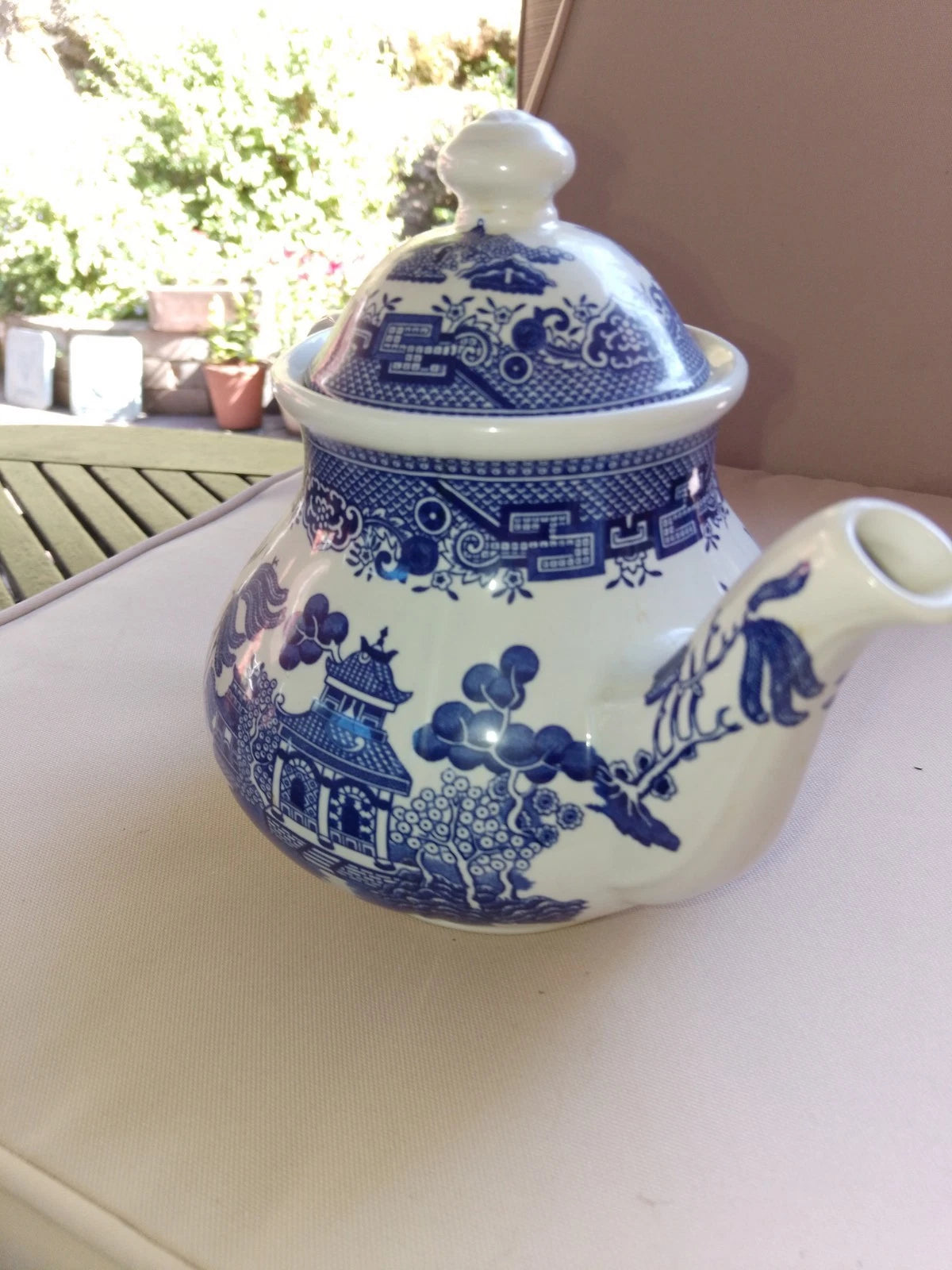 Churchill Blue Willow Vintage Style Ceramic Teapot - Helsby Vintage