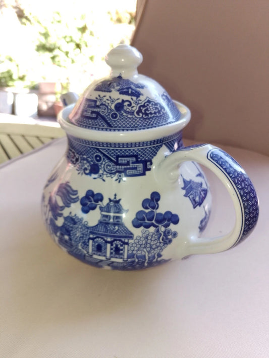 Churchill Blue Willow Vintage Style Ceramic Teapot - Helsby Vintage