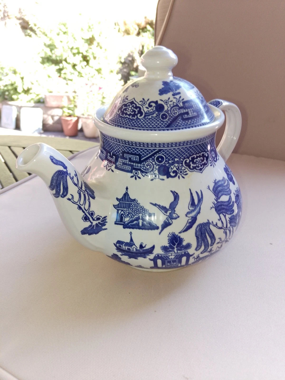 Churchill Blue Willow Vintage Style Ceramic Teapot - Helsby Vintage