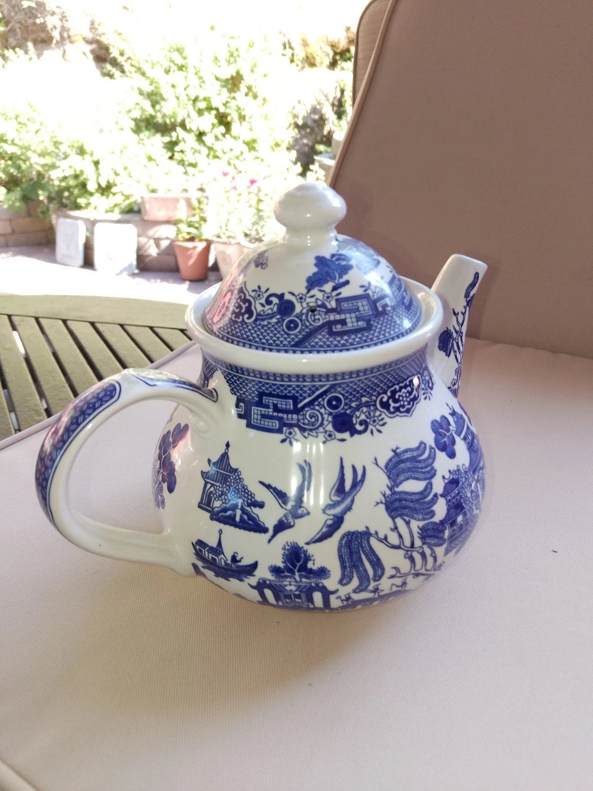 Churchill Blue Willow Vintage Style Ceramic Teapot - Helsby Vintage