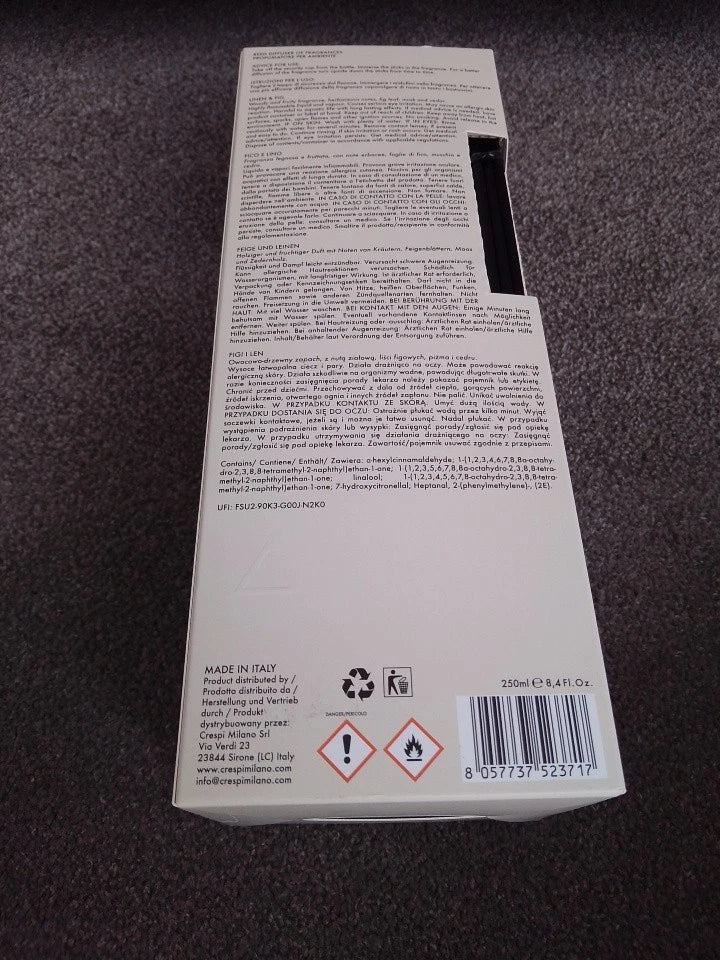 NEW Crespi Milano Reed Diffuser Linen And Fig Platinum Collection NO 1. 250ml - Helsby Vintage