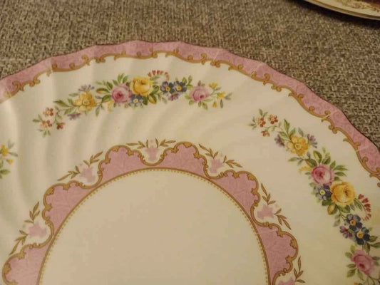 Crown Staffordshire Dinner Plate 27CM Pink White Floral Vintage - Helsby Vintage