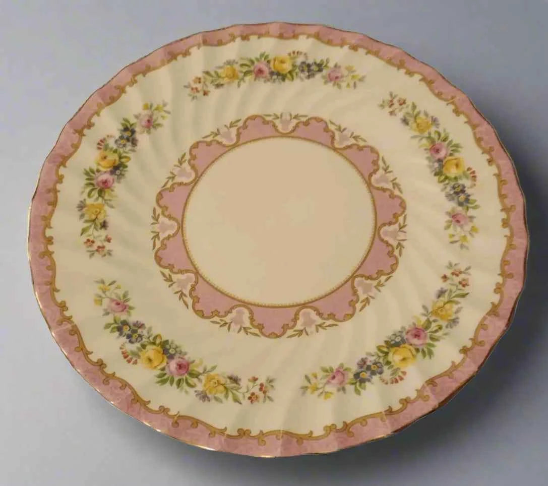 Crown Staffordshire Dinner Plate 27CM Pink White Floral Vintage - Helsby Vintage