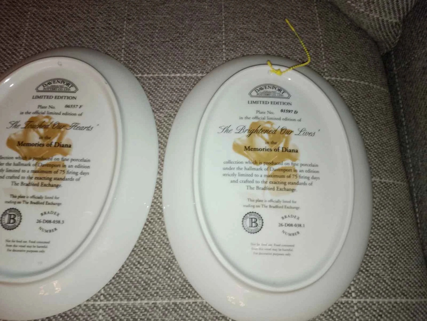 Davenport Memories Of Diana Set Of Two LIMITED Edition Plates - Helsby Vintage