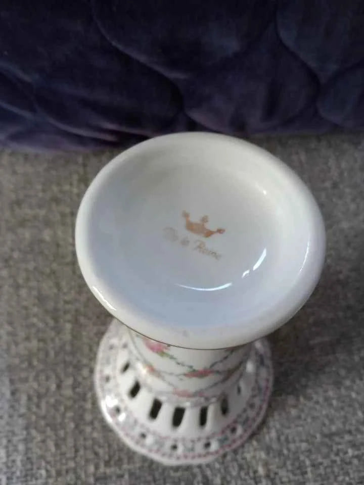 Limoges De La Reine Floral Porcelain Vase Collectable - Helsby Vintage