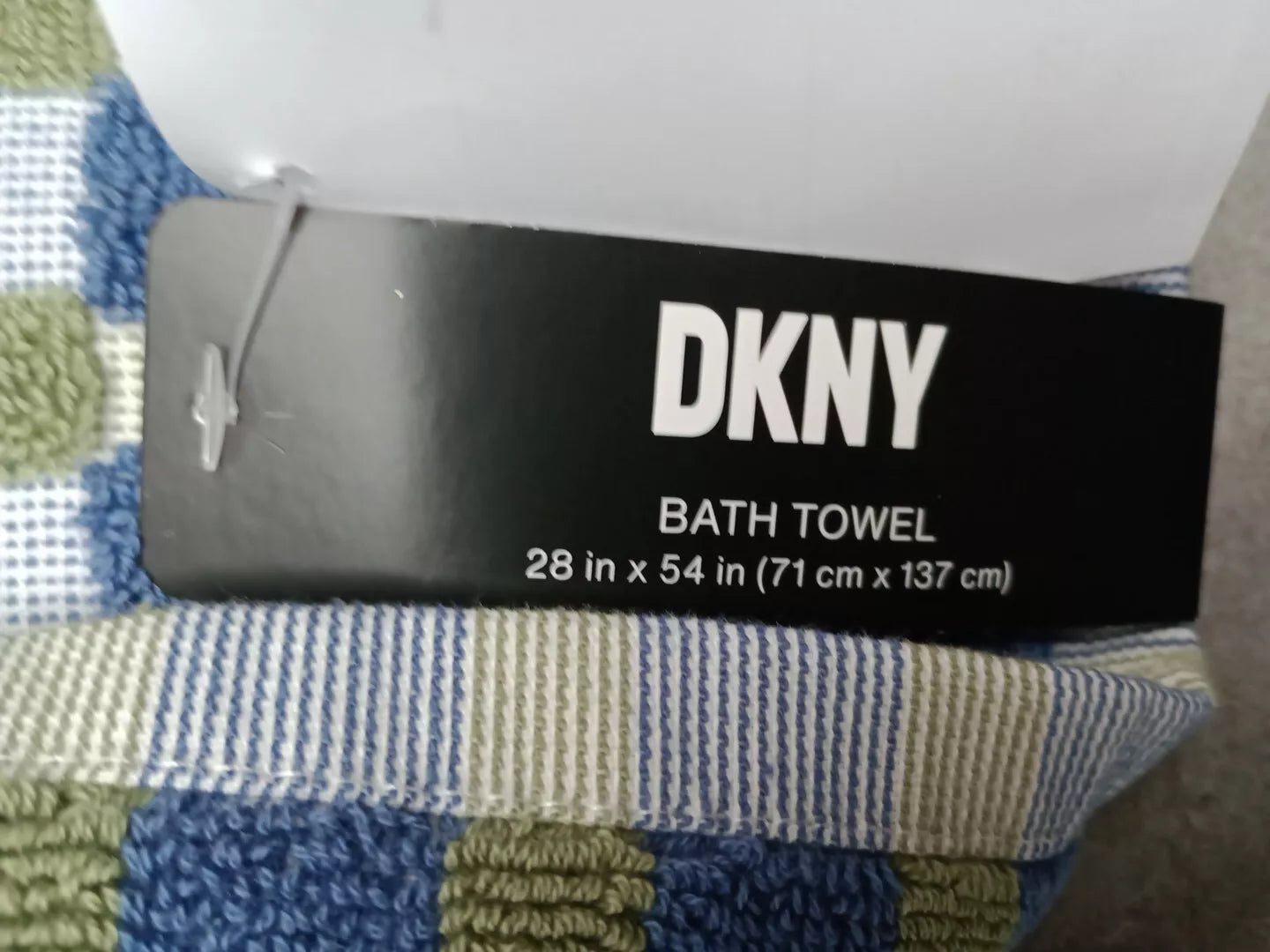 DKNY Bath Towel Blue Green 100% Cotton Rare Design NEW - Helsby Vintage