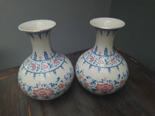 Pair Of Francesco Guarino Large Globe Vases FG Stamp Italian Rare 12" Vintage - Helsby Vintage