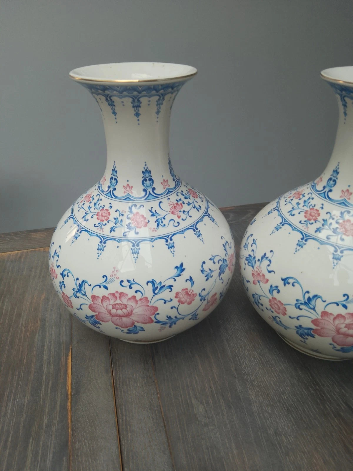 Pair Of Francesco Guarino Large Globe Vases FG Stamp Italian Rare 12" Vintage - Helsby Vintage