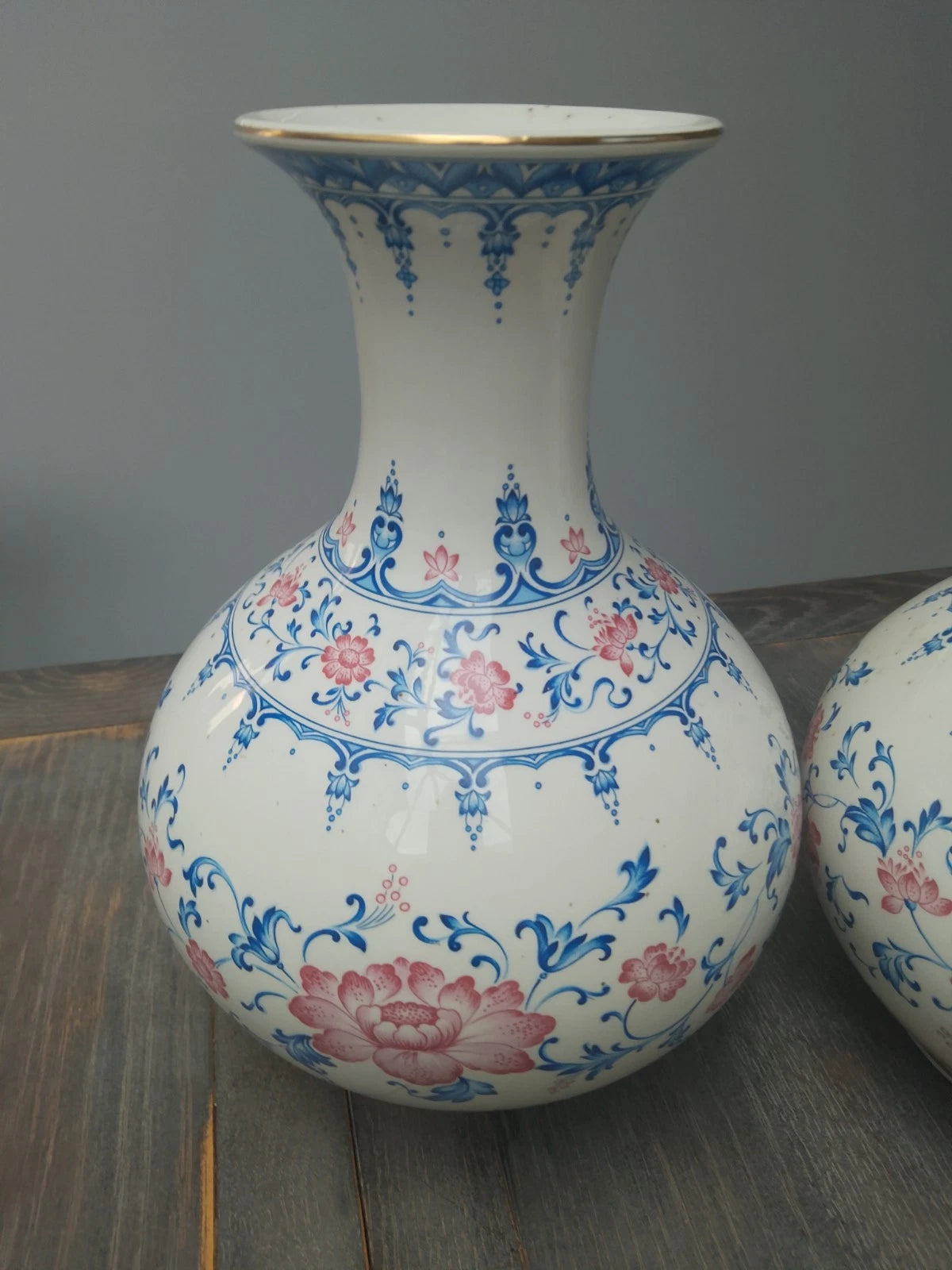 Pair Of Francesco Guarino Large Globe Vases FG Stamp Italian Rare 12" Vintage - Helsby Vintage
