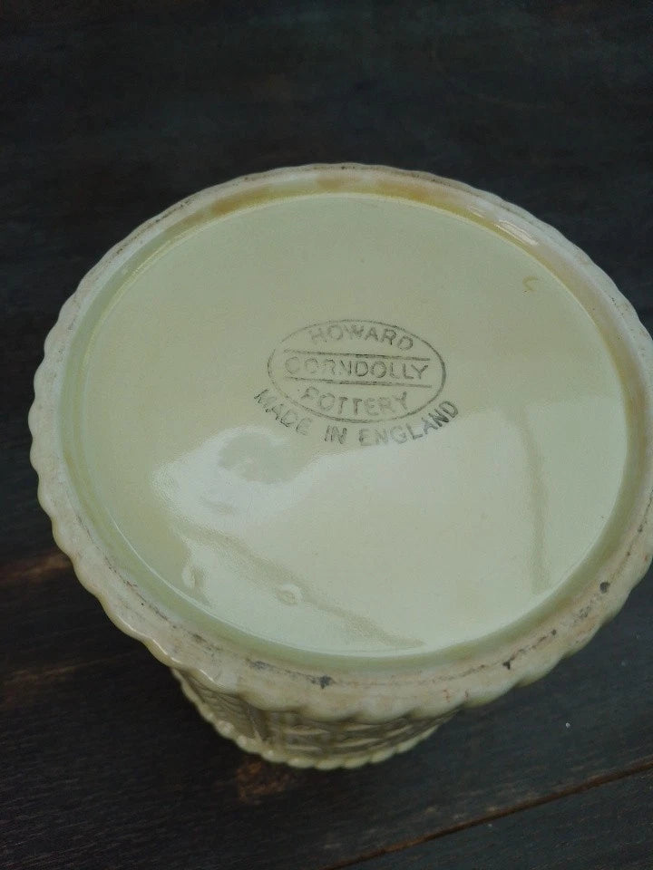 Taunton Vale Howard Pottery Corndolly Cream Wicker Woven Lidded Jar Vintage - Helsby Vintage