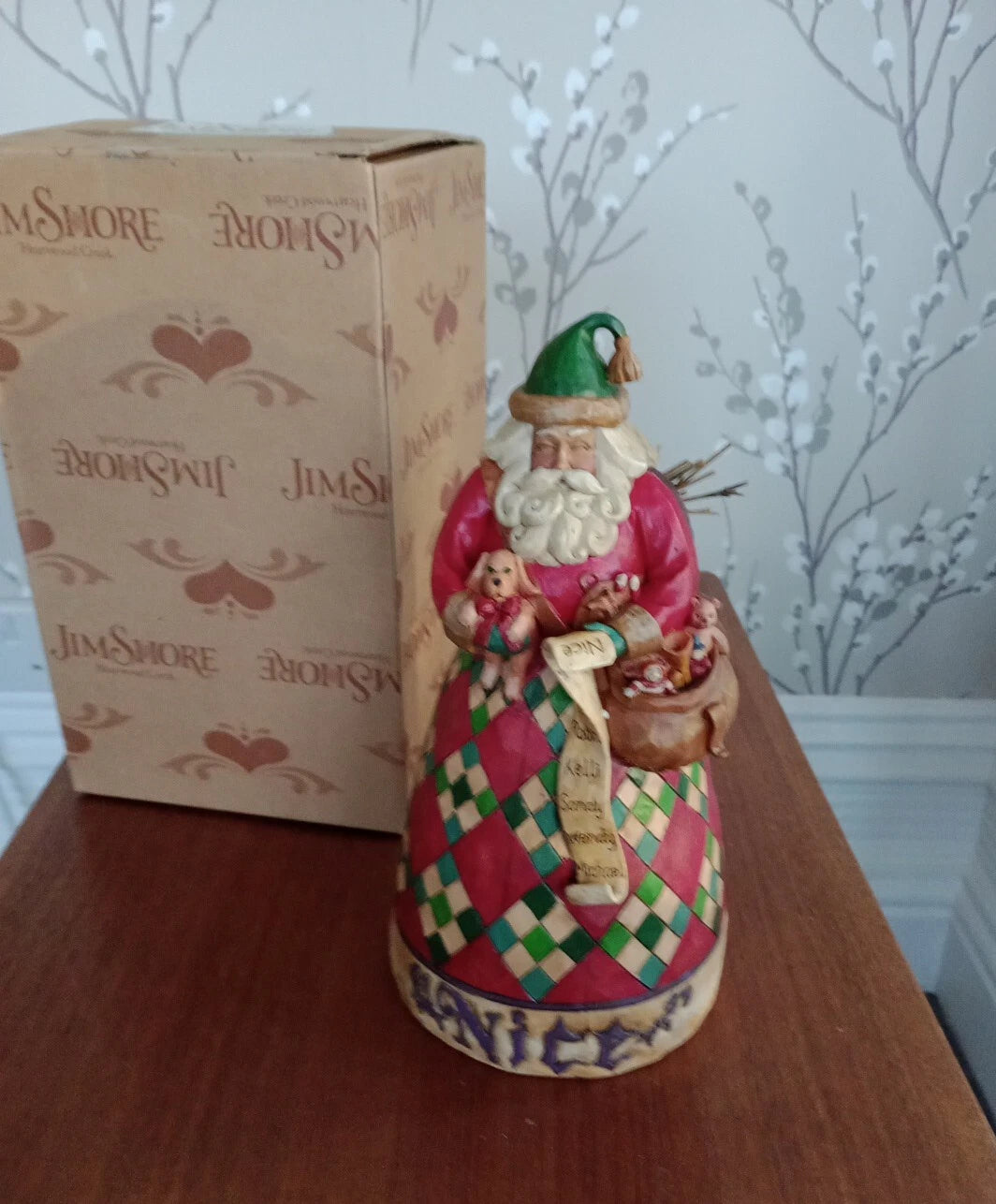 Jim Shore Heartwood Creek HE KNOWS Naughty Nice 2 Sided Santa Figurine 4002405 - Helsby Vintage