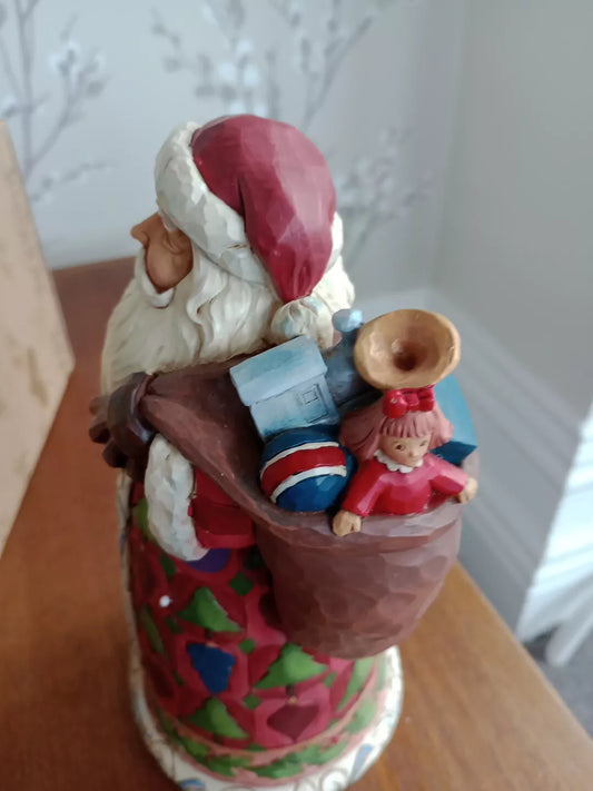 Jim Shore Heartwood Creek Surprises Await Santa With Toy Bag 6001464 - Helsby Vintage