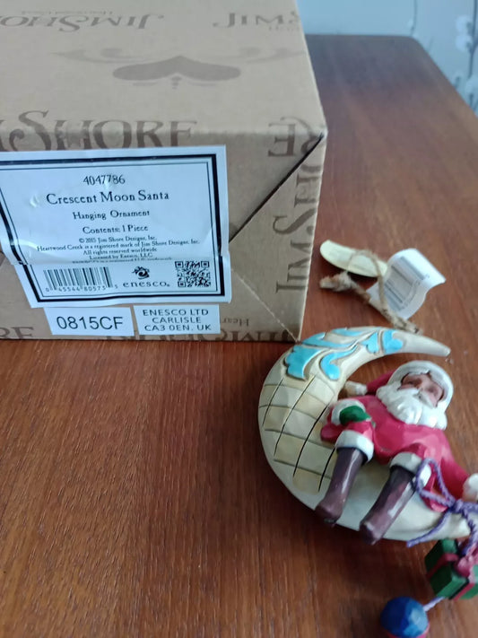 Jim Shore Heartwood Creek Santa on Crescent Moon Hanging Figurine 4047786 - Helsby Vintage