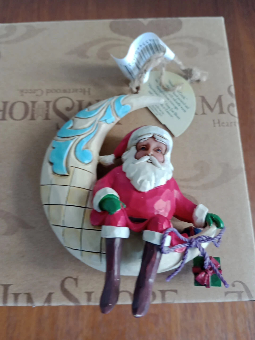 Jim Shore Heartwood Creek Santa on Crescent Moon Hanging Figurine 4047786 - Helsby Vintage