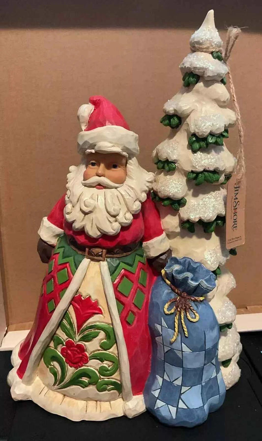JIM SHORE 'Share Christmas Spirit' Santa With Tree 608125 NEW IN BOX - Helsby Vintage