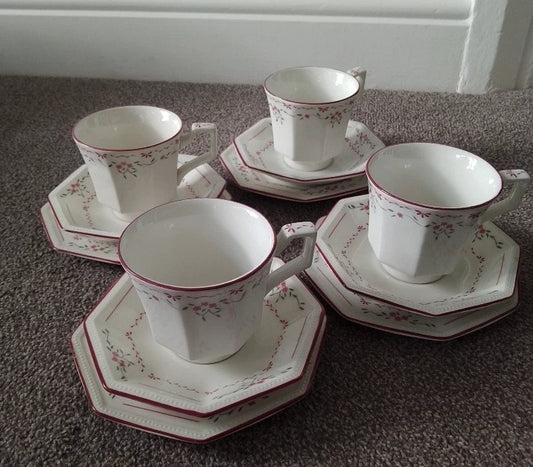 Johnson Brothers Madison Set Of 4 Trios 4 Cups, 4 Saucers, 4 Side Plates - Helsby Vintage