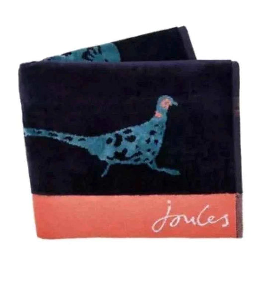 NEW Joules Pheasant Navy Salmon BATH Towel Rare - Helsby Vintage