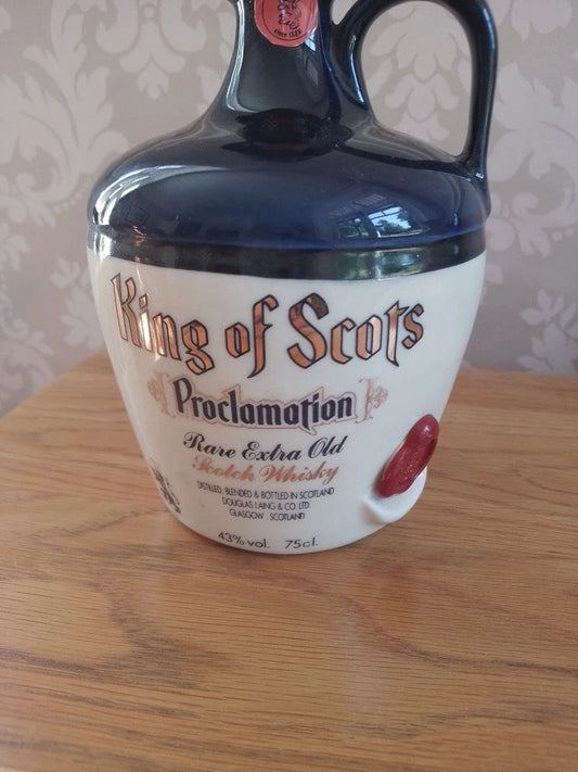 King Of Scots Proclamation Rare Extra Old Scotch Whisky Decanter And Stopper - Helsby Vintage