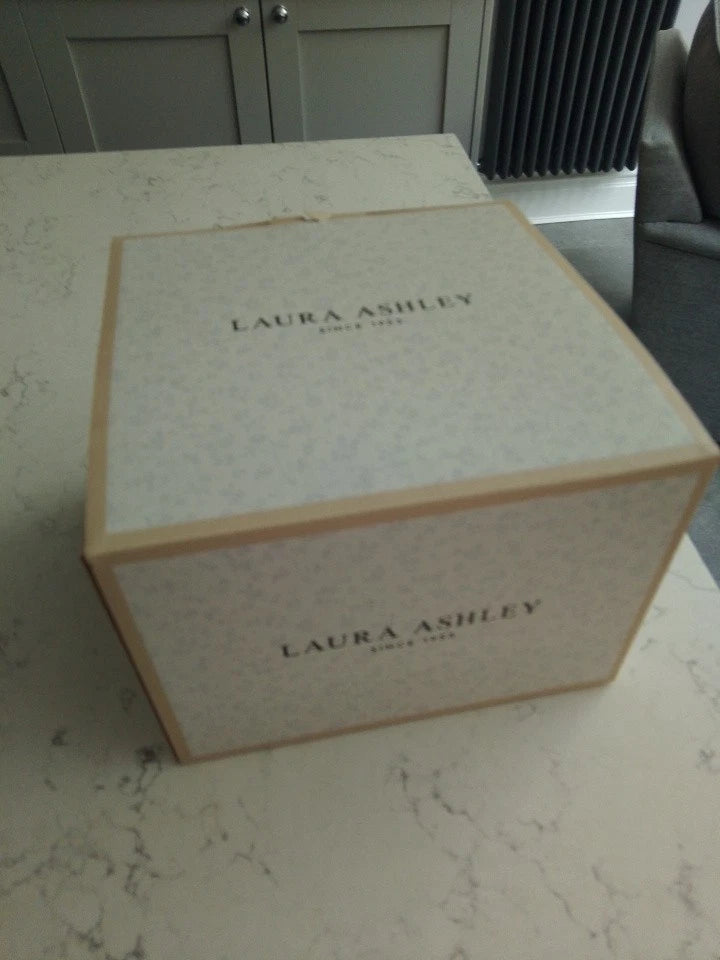 Set Of 4 Laura Ashley Mouthblown Tumblers Fluted Glasses 13cm Tall NEW in BOX - Helsby Vintage