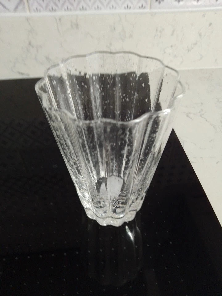 Set Of 4 Laura Ashley Mouthblown Tumblers Fluted Glasses 13cm Tall NEW in BOX - Helsby Vintage