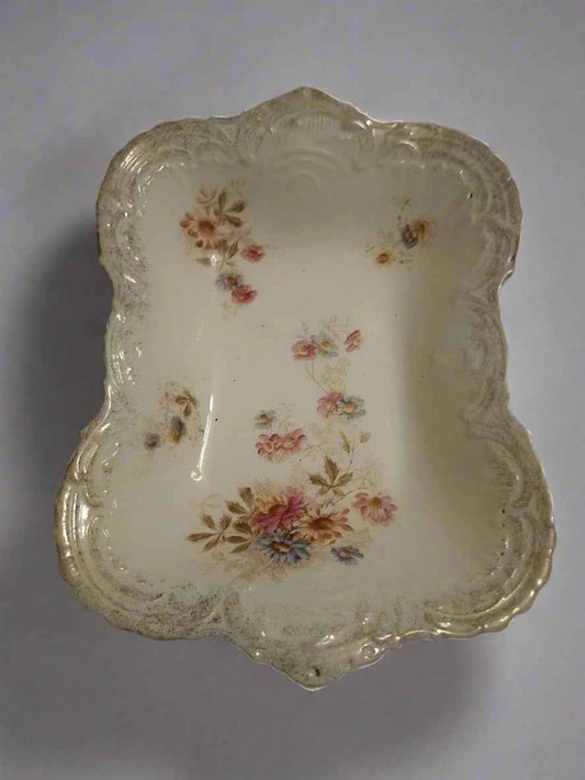 Antique Ludwig Wessel Serving Dish - Rare German Floral Design from 1890 - Helsby Vintage