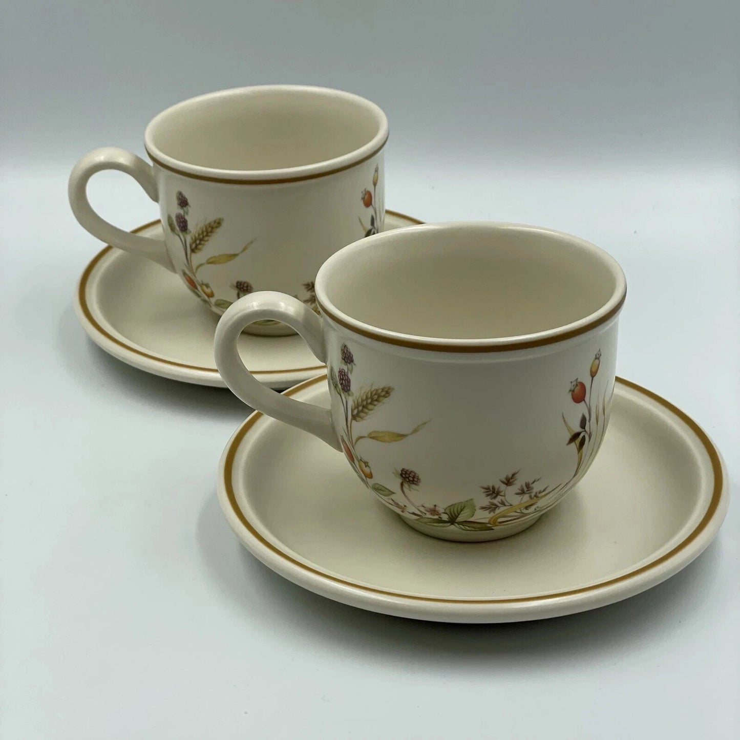 Set Of 6 Marks And Spencer St Michael Harvest Cups And Saucers Vintage - Helsby Vintage