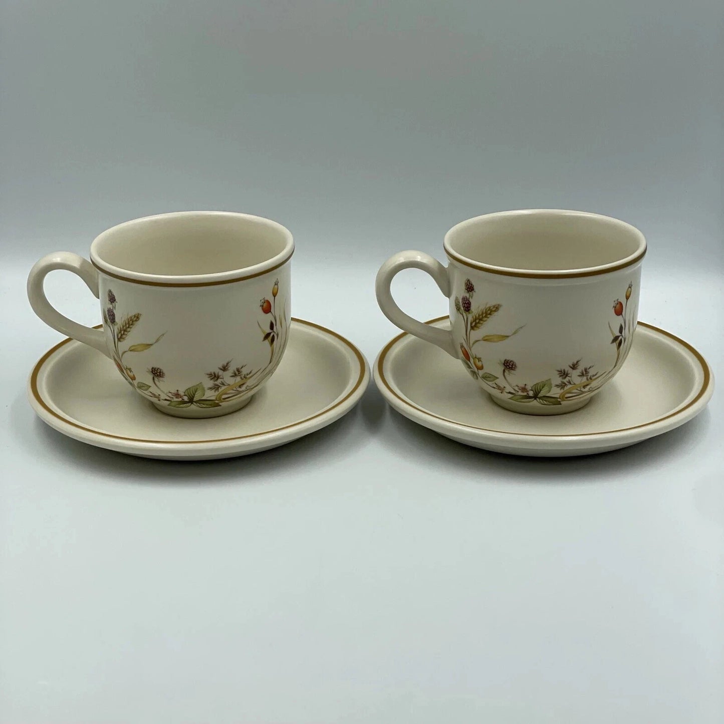Set Of 6 Marks And Spencer St Michael Harvest Cups And Saucers Vintage - Helsby Vintage
