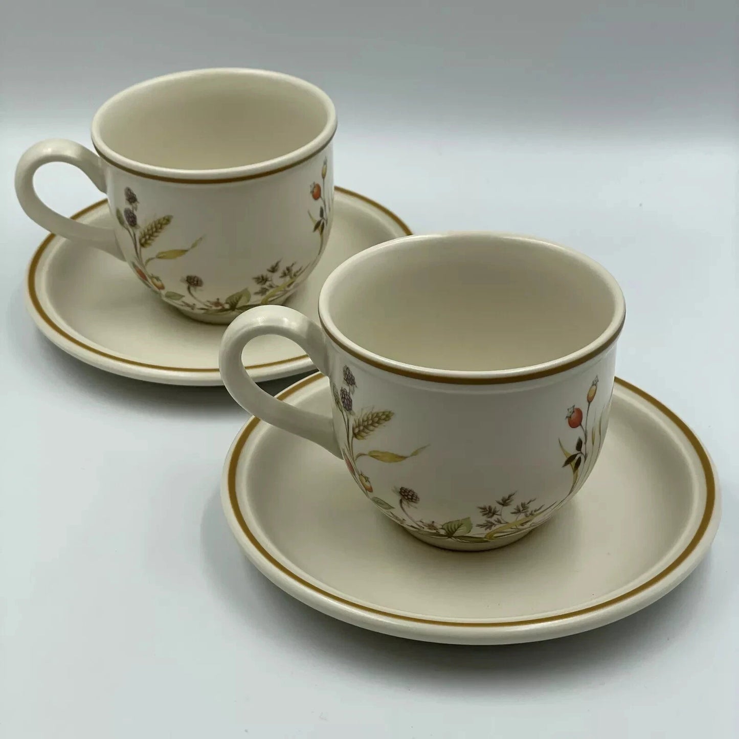 Set Of 6 Marks And Spencer St Michael Harvest Cups And Saucers Vintage - Helsby Vintage