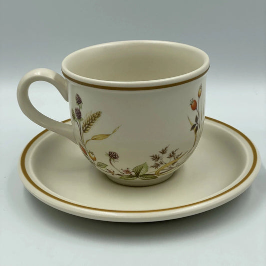 Set Of 6 Marks And Spencer St Michael Harvest Cups And Saucers Vintage - Helsby Vintage