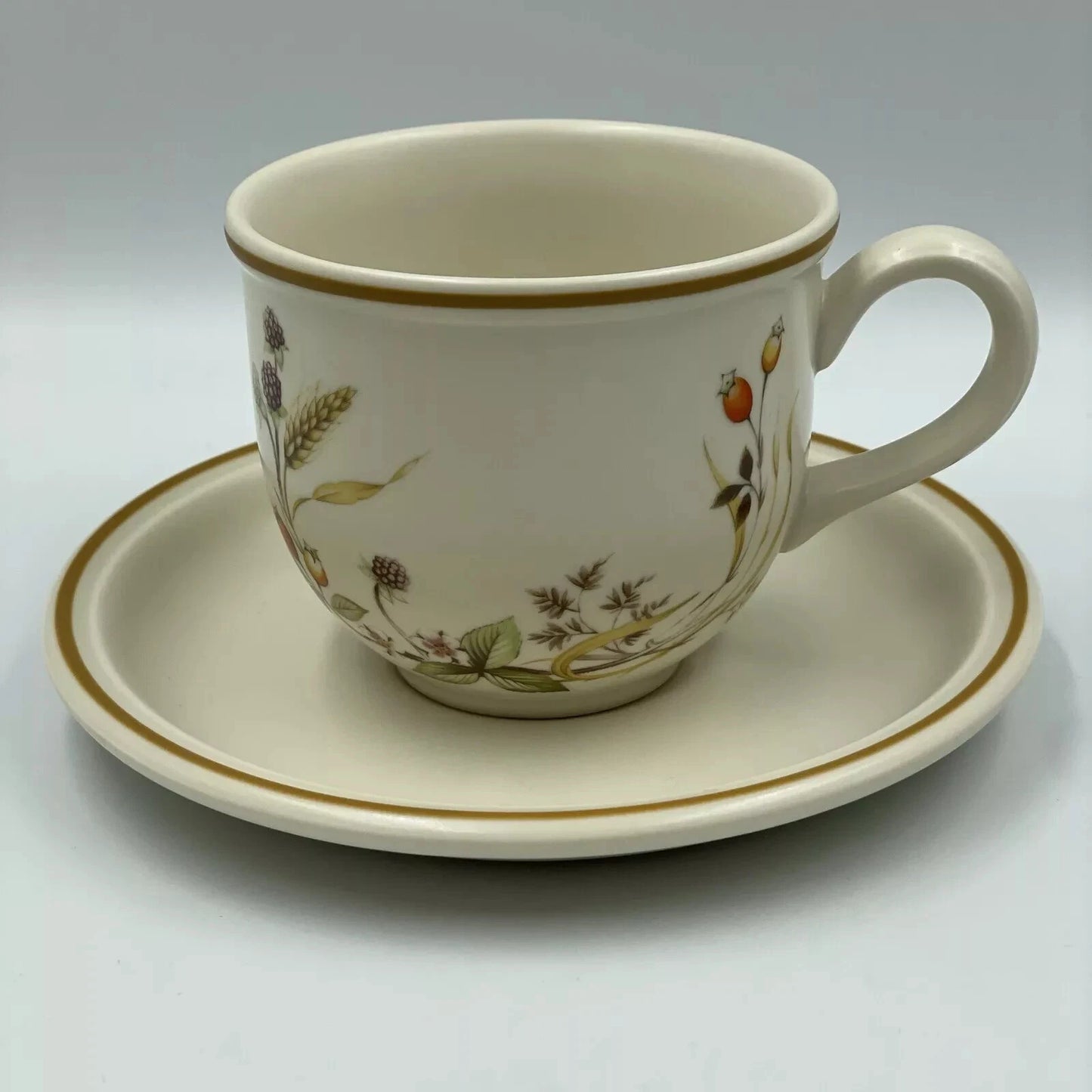 Set Of 6 Marks And Spencer St Michael Harvest Cups And Saucers Vintage - Helsby Vintage