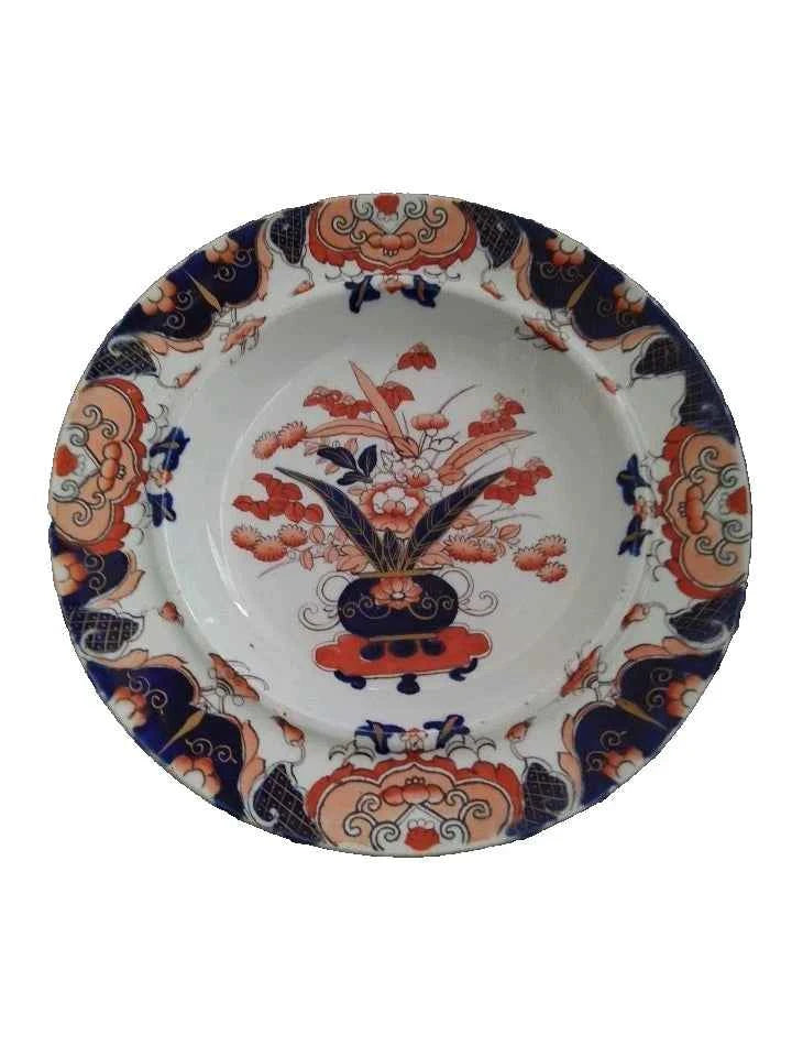 ANTIQUE Masons Patent Ironstone China Imari Soup Plate 26cm 10.25"Circa 1830 - Helsby Vintage