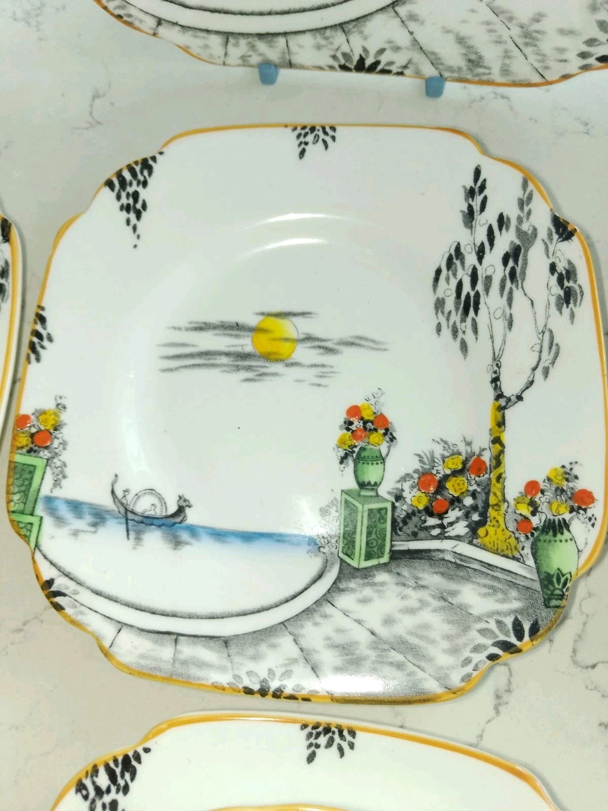 Mayer & Sherratt 1930s Melba Bone China Art Deco 21 Piece Tea Set Rare Pattern 4394 - Helsby Vintage