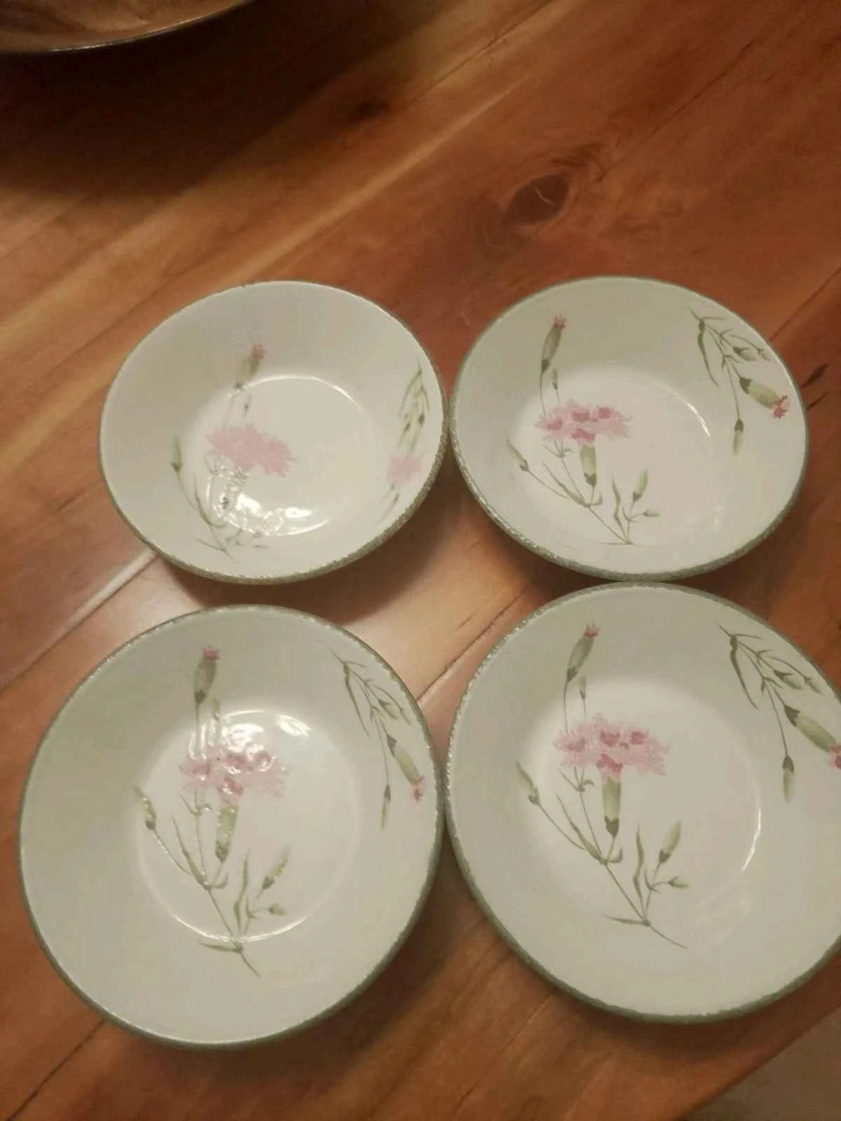 Midwinter Stonehenge Set Of 4 Cereal Bowls Invitation Carnations Rare - Helsby Vintage