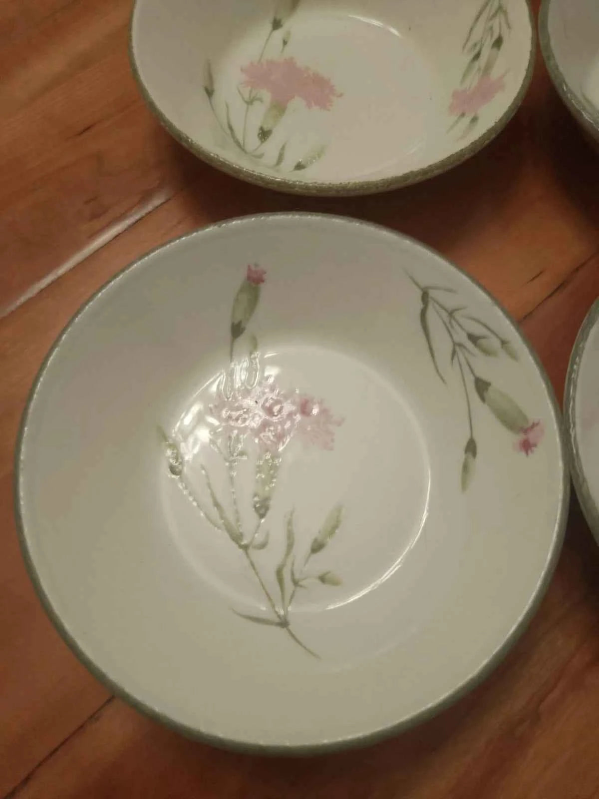 Midwinter Stonehenge Set Of 4 Cereal Bowls Invitation Carnations Rare - Helsby Vintage