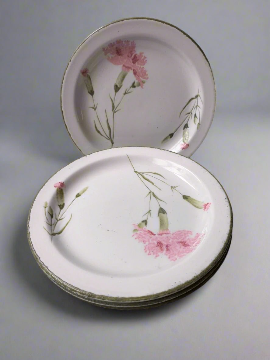 Midwinter Stonehenge Set of 5 Pink Carnation 17.5 Cm Side Plates - Helsby Vintage