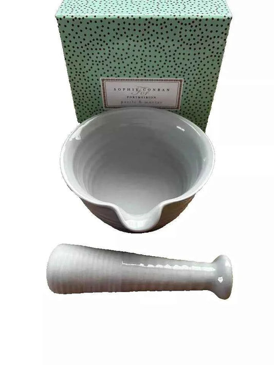 Portmeirion Sophie Conran Porcelain Mortar and Pestle NEW - Helsby Vintage