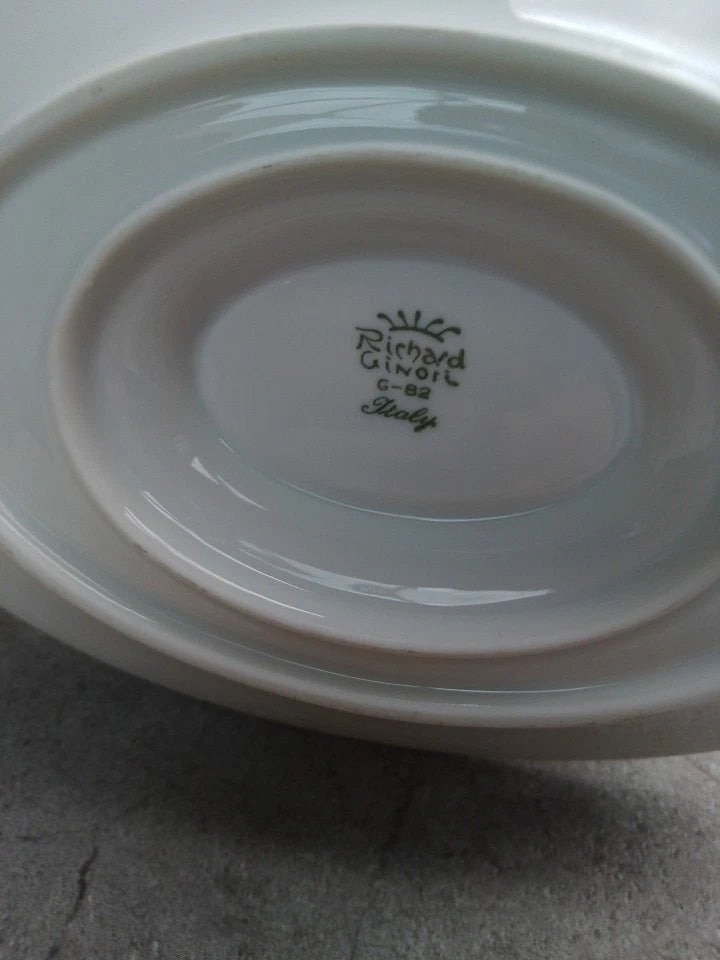 Richard Ginori White Gold Detail Gravy Sauce Boat with Fixed Underplate G82 Rare - Helsby Vintage