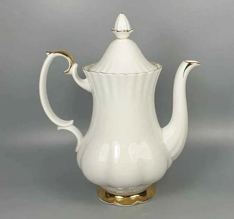 Royal Albert Val D'Or Gilded Coffee Pot Bone China Vintage - Helsby Vintage