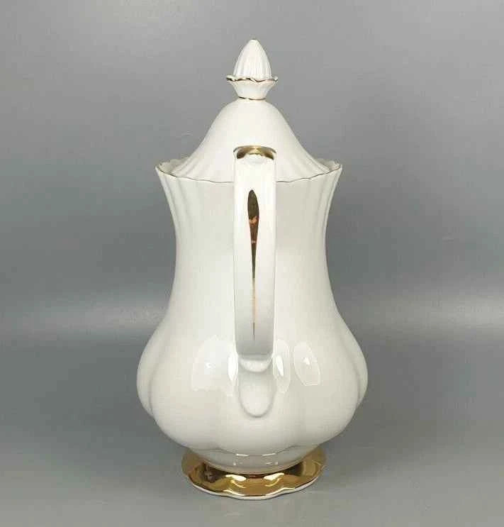 Royal Albert Val D'Or Gilded Coffee Pot Bone China Vintage - Helsby Vintage
