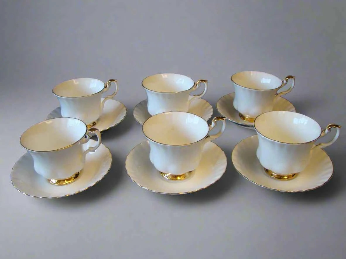 Royal Albert Val D'Or Tea Cups And Saucers Set Of Six - Helsby Vintage