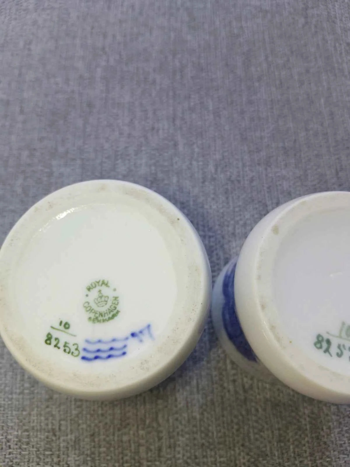 Royal Copenhagen Blue Flower Braided Small Cups Vases x 2 No 8253 Porcelain - Helsby Vintage