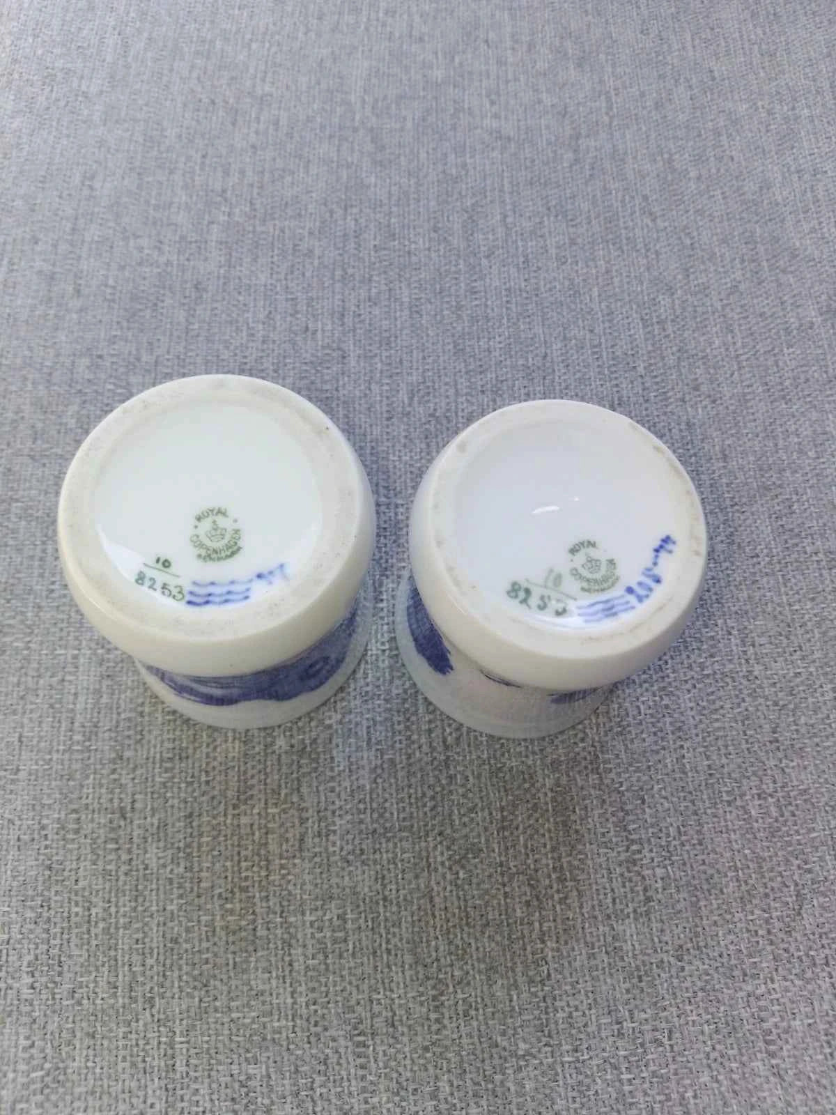 Royal Copenhagen Blue Flower Braided Small Cups Vases x 2 No 8253 Porcelain - Helsby Vintage