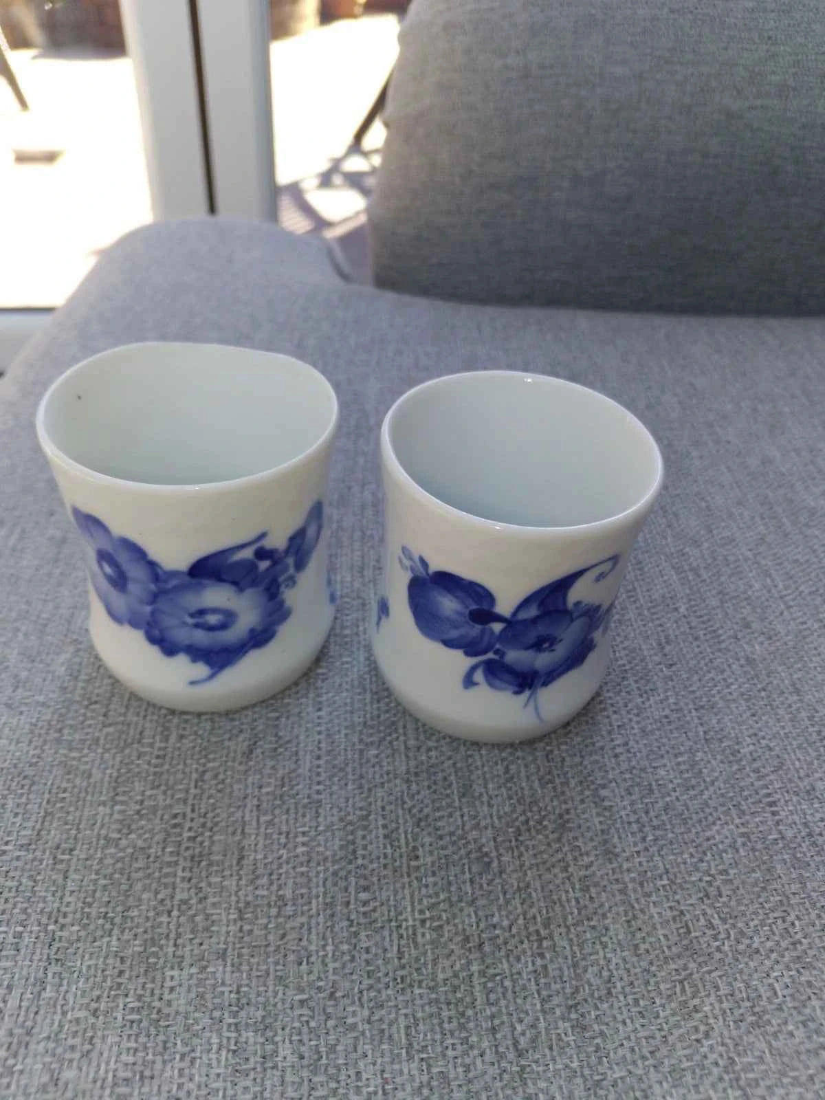 Royal Copenhagen Blue Flower Braided Small Cups Vases x 2 No 8253 Porcelain - Helsby Vintage