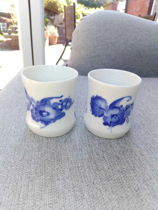Royal Copenhagen Blue Flower Braided Small Cups Vases x 2 No 8253 Porcelain - Helsby Vintage