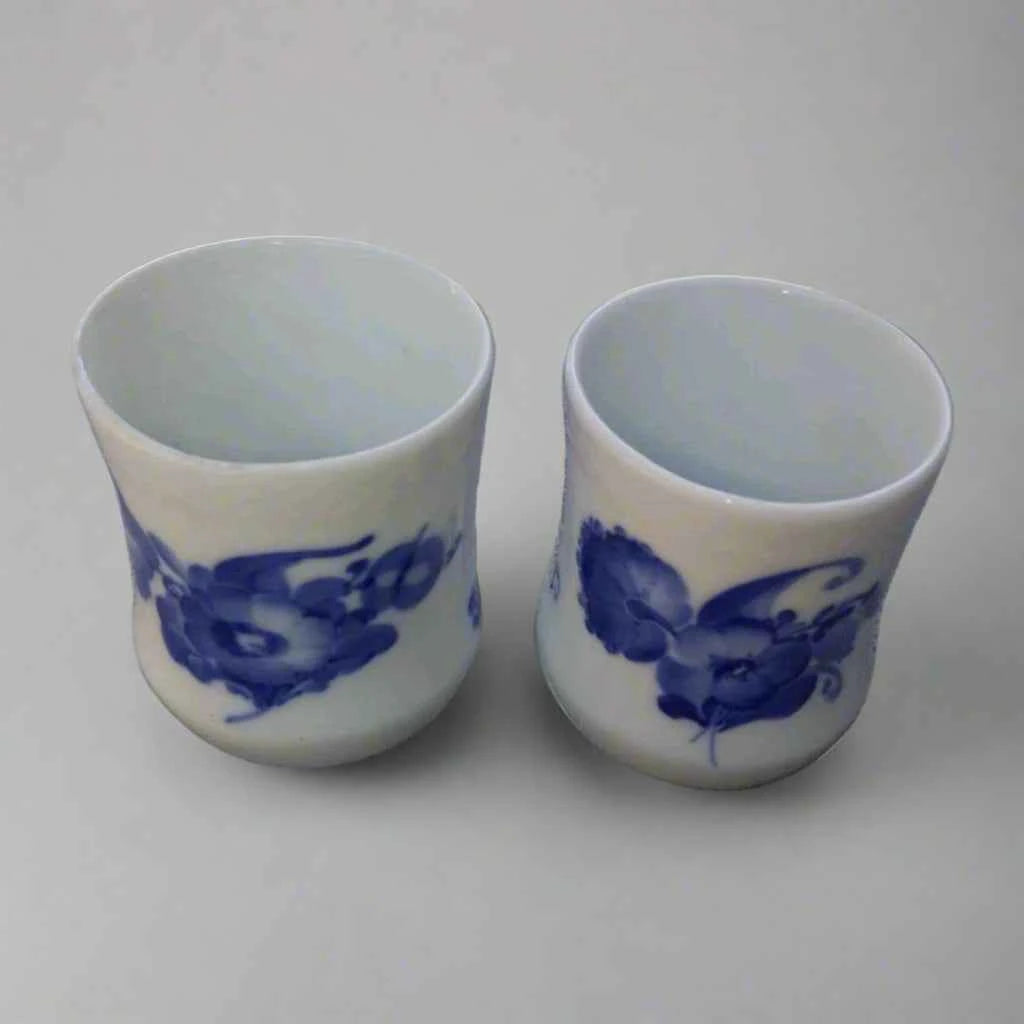 Royal Copenhagen Blue Flower Braided Small Cups Vases x 2 No 8253 Porcelain - Helsby Vintage