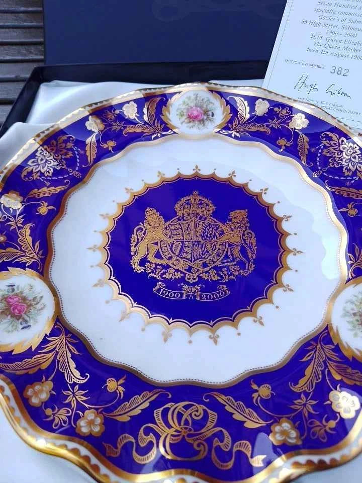 Royal Crown Derby Queen Mother 100th Birthday Commemorative Plate - Helsby Vintage